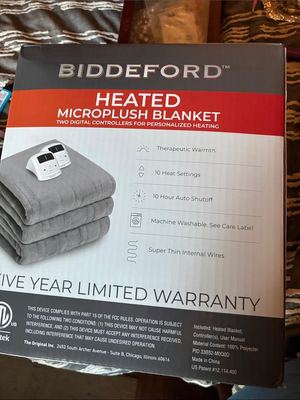 Biddeford Queen Heated Microplush Blanket - tan